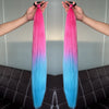 Colorful Synthetic Ponytail Extensions 2-Pack – Long Straight Braided Hairpiece with Elastic Band | High-Temp Fiber