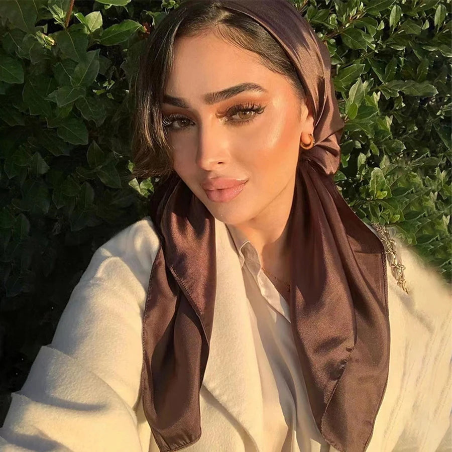 35.4 x 35.4 in (90 x 90 cm) Satin Square Scarf – Women's Polyester Hijab, Headscarf, Shawl & Bandanna
