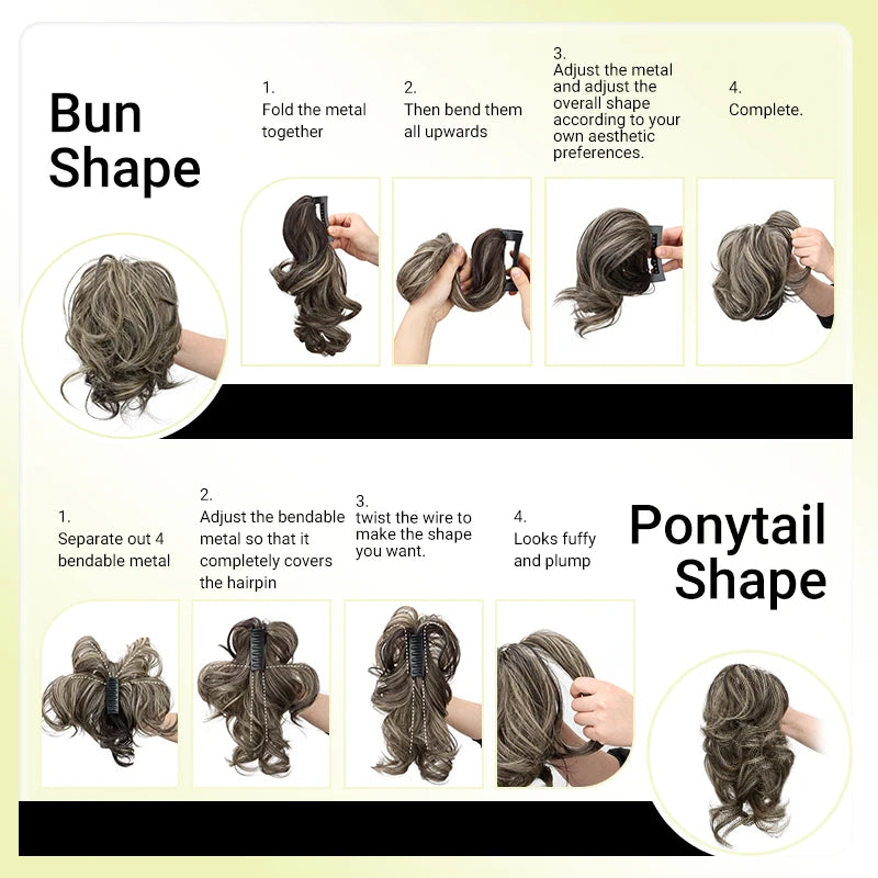 WIGSIN Curly Clip-In Ponytail Hair Extension Adjustable Claw Clip Synthetic High-Temp Fiber 100g (3.5 oz)