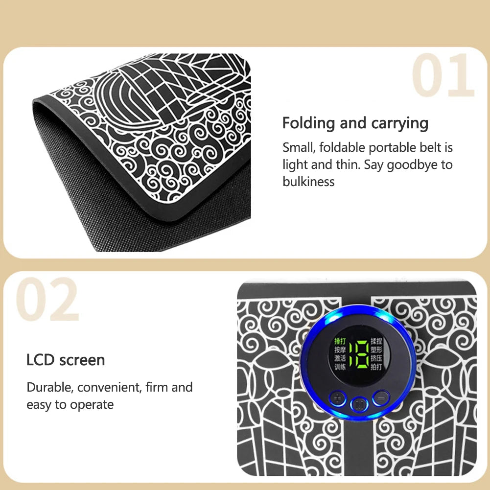 EMS Foot Massage Mat - 8 Modes USB Rechargeable Circulation Massager with Remote for Feet & Legs