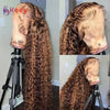 32-Inch (81 cm) 13x6 HD Lace Deep Wave Human Hair Wig — 4/27 Ombre Honey Brown Highlights, Remy, Pre-Plucked