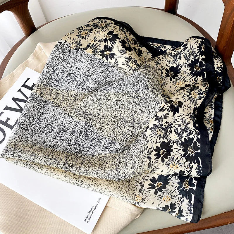 Luxury Horse Print Silk-Feel Square Scarf 70 x 70 cm (27.6 x 27.6 in) – Women's Neck, Hair, Foulard, Bandana