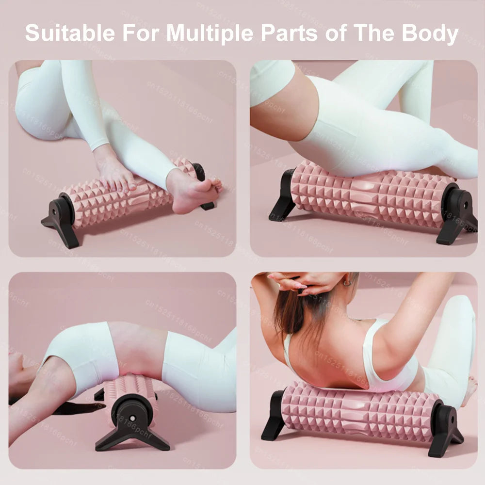 Deep Tissue Foam Roller 16.5 x 4.7 in (42 x 12 cm) with Stand - Non-Slip High-Load Massage Roller for Muscle Relief, Pilates & Yoga