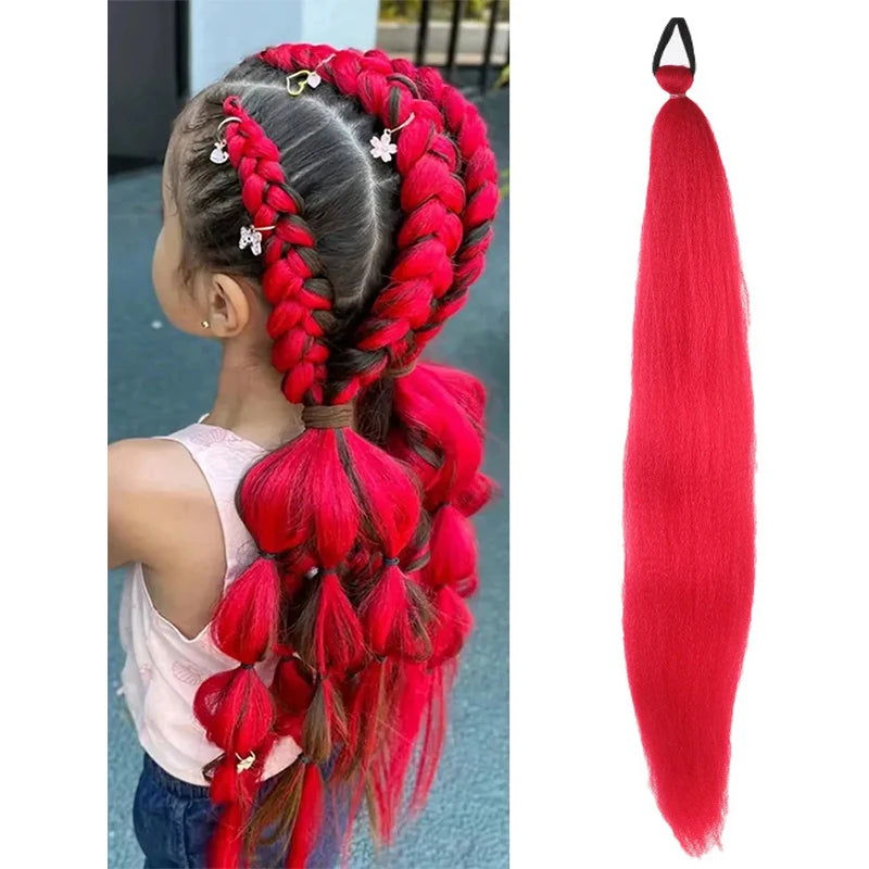 Women's Long Straight Ponytail Wig Extension - High-Temp Fiber, Festive & Braidable (1 Piece)