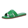 Women's Dressy Flat Slip-On PU Slide Sandals Comfortable Square Toe
