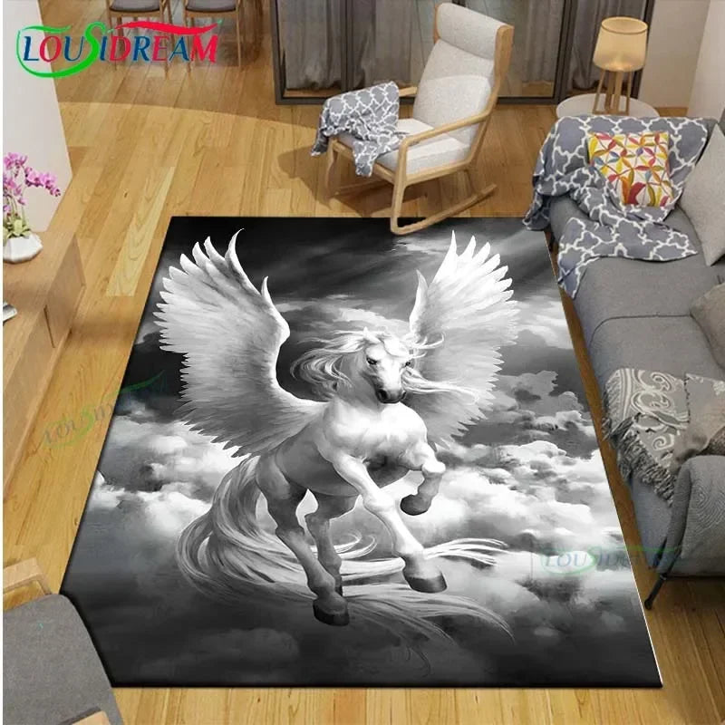 3D Mythical Beast Printed Area Rug Anti-Slip Polyester Carpet for Living Room, Kids Bedroom & Yoga Mat — Multiple Sizes (23.6×15.7–90.5×63 in / 60×40–230×160 cm)