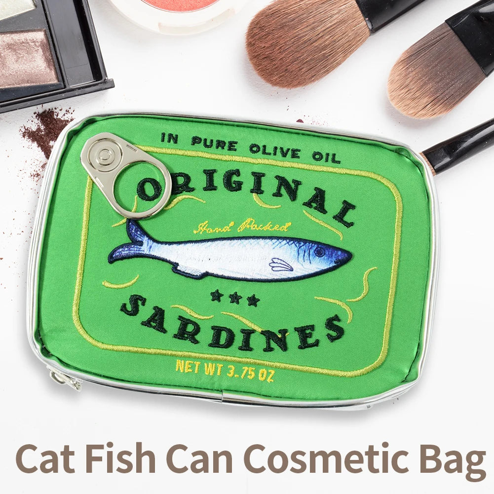 Canned Sardines Women Travel Cosmetic Bag Cute Toiletry Bag Creative Portable Fashion Zipper Multi-function for Weekend Vacation
