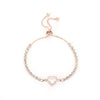 Adjustable 18K Gold-Plated Bracelet with Square Zircon and Rhinestones, Heart Chain for Women