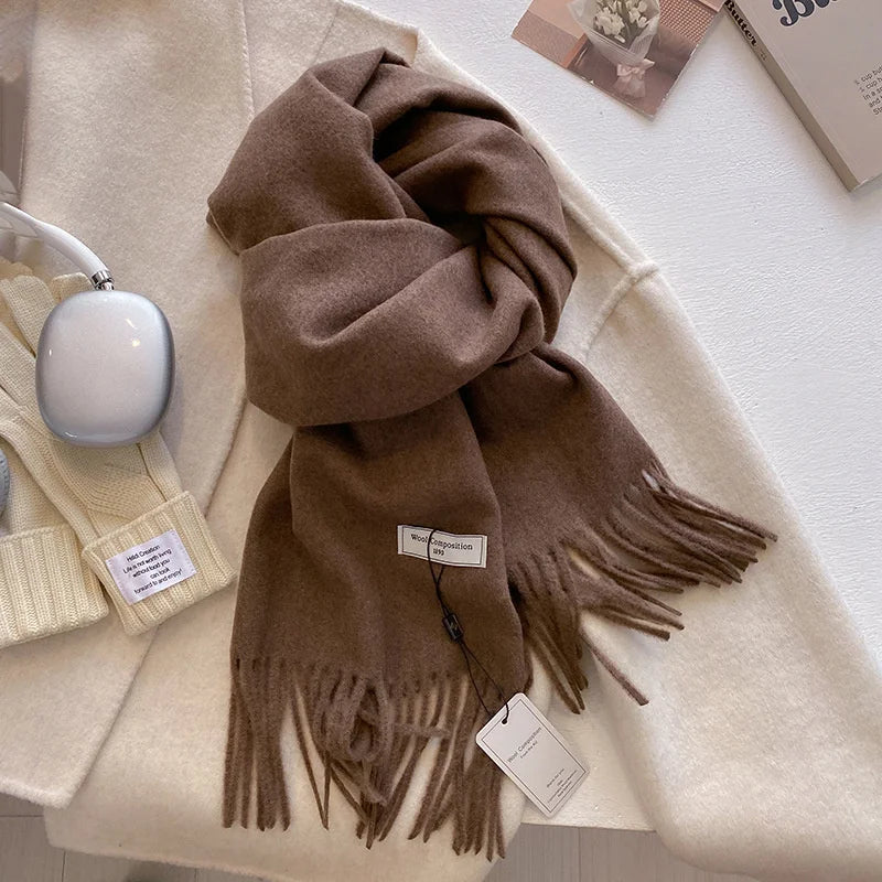 SENAIFEI Luxury Winter Wool Scarf for Women – Cashmere-Feel Pashmina Shawl Wrap, Thick Soft 30 x 200 cm (11.8 x 78.7 in)