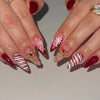 24pc Christmas Press-On Nails Set Medium Long Snowman Santa Snowflake Square Tips
