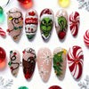24-Pack Christmas Green Snowflake Press-On Nails with Rhinestones – Holiday False Nail Set for Women