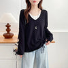 Plus Size Women's Hollowed-Out Pleated Knit Sweater – Long Sleeve Faux Two-Piece Pullover