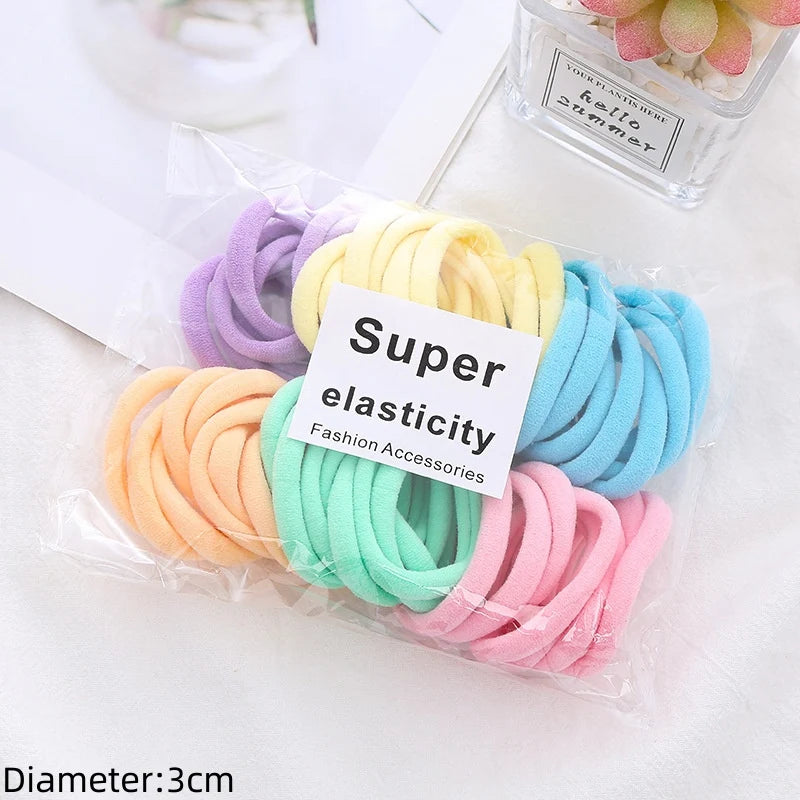 50-Pack No-Damage Elastic Hair Ties for Women & Girls – Seamless Ponytail Holders (Assorted Colors, Includes Black)