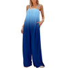 Women's Sleeveless Casual Jumpsuit, Summer Printed Knit Polyester-Cotton, English-Inspired