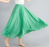 Women's Linen Cotton Ankle-Length Maxi Skirt Elastic Waist Pleated Boho Beach Vintage