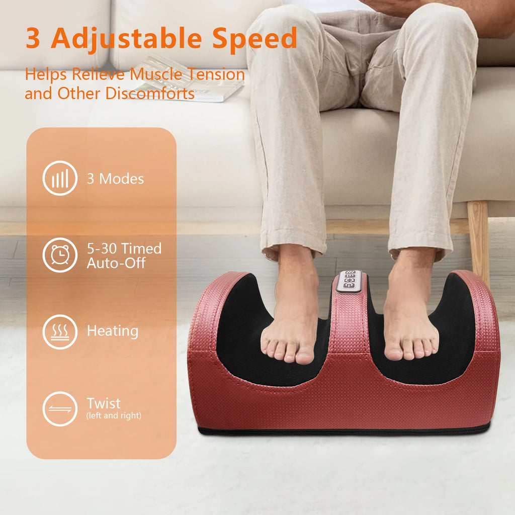 Heated Electric Foot & Leg Massager with Kneading Therapy – Home Foot Massage Machine, Gift