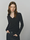 FANSILANEN Women's Wool Blend V-Neck Knit Sweater - Elegant Office Casual Minimalist Pullover