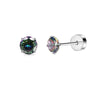 2-Pack Stainless Steel Heart & Moon Screw-Back Stud Earrings for Tragus & Cartilage Piercing, Silver