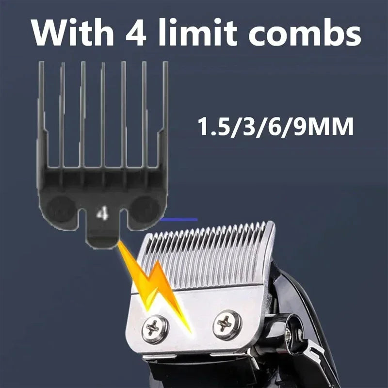 Kemei Rechargeable Cordless Hair Clipper, Professional Men's Trimmer with Limit Combs, 3-Hour Run Time