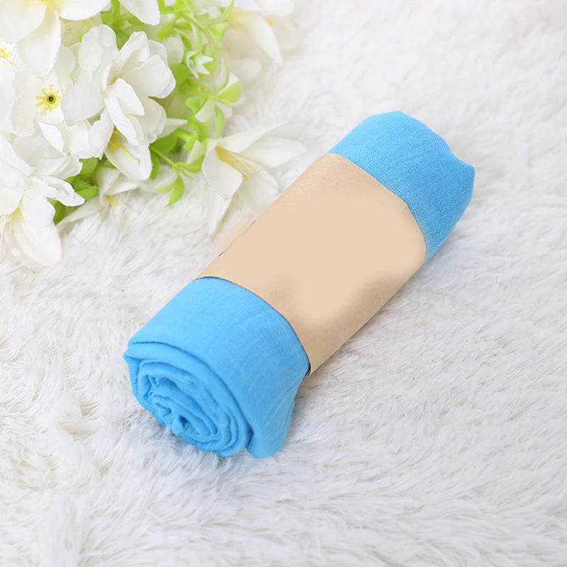 Cotton-Linen Long Scarf 180×45 cm (70.9×17.7 in) – Candy Color Lightweight Shawl, Anti-Sand Neckerchief & Headwrap