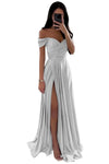Off-the-Shoulder Lace V-Neck Backless Ball Gown — Floor-Length Bridesmaid & Prom Dress (Black, White, Burnt Orange)
