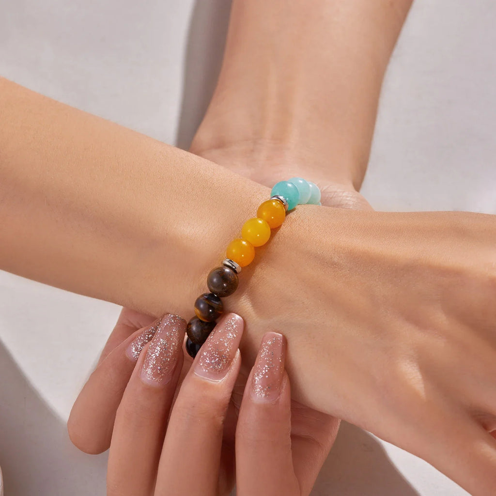 Natural Stone Beaded Bracelet - Unisex Healing, Anxiety Relief, Protection & Self-Love Jewelry