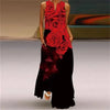 Elegant Sunflower 3D Floral Maxi Dress – Sleeveless V-Neck Summer Beach Sundress for Women