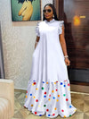 Plus Size Patchwork Midi Dress for Women Square Neck Sleeveless Summer Party