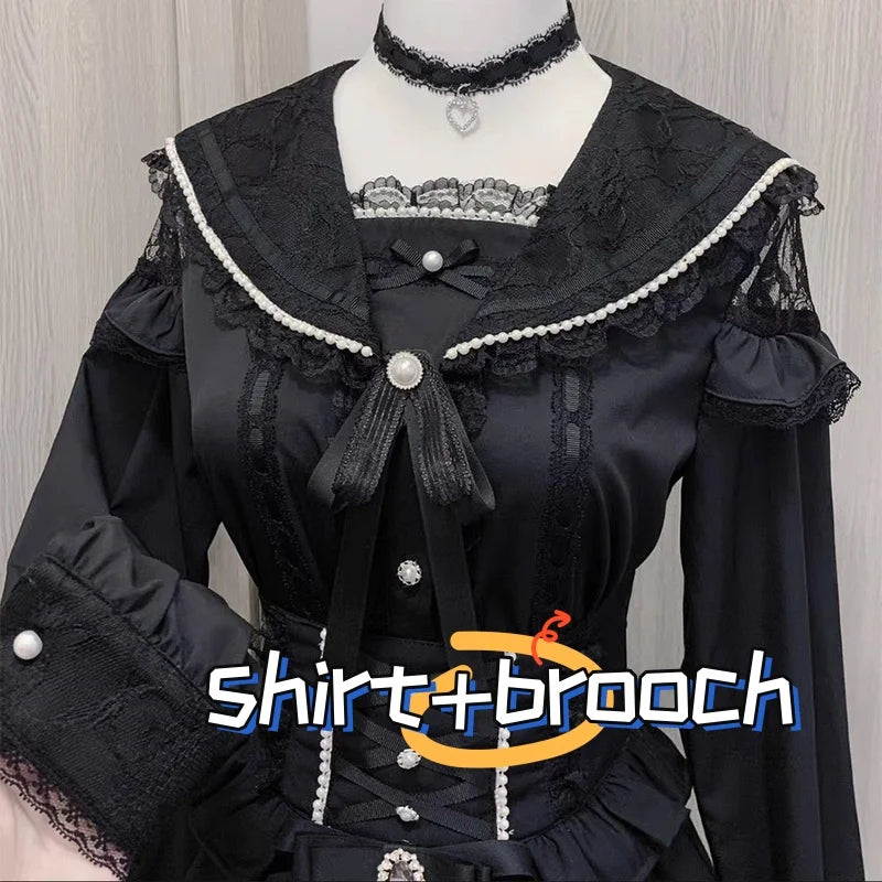 Kawaii Jirai Kei Lolita Y2K Peter Pan Collar Blouse Long Sleeve Cute Japanese-Style Aesthetic Top