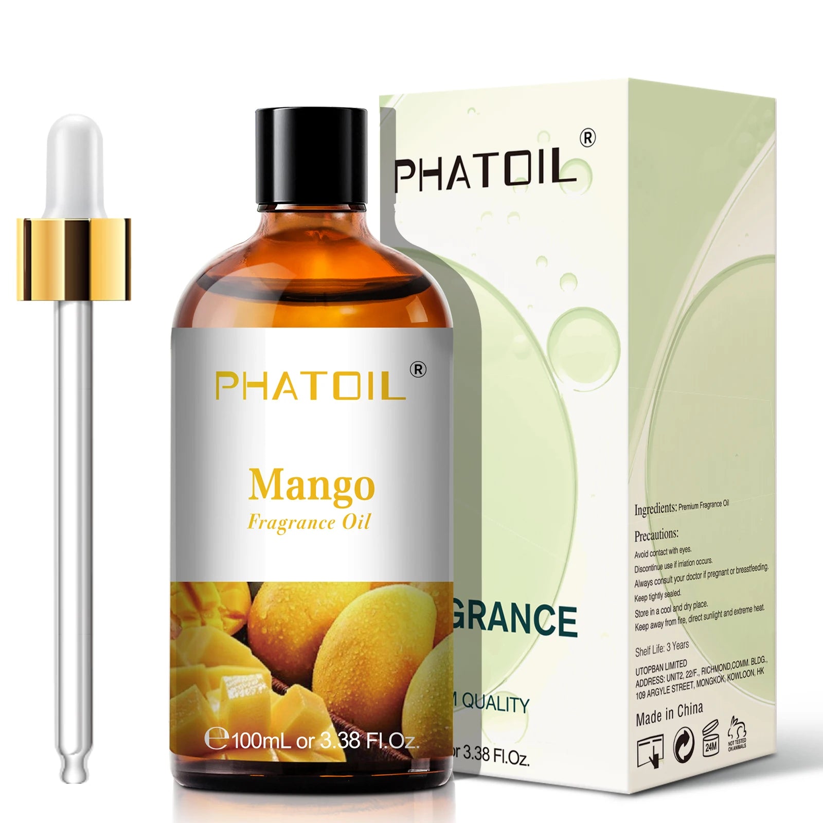 PHATOIL 100ml (3.4 fl oz) Fragrance Oil — Coconut, Peach, Blueberry, Mango, Apple, Banana, Grape, Lemon for Diffusers, Soap & Candle Making