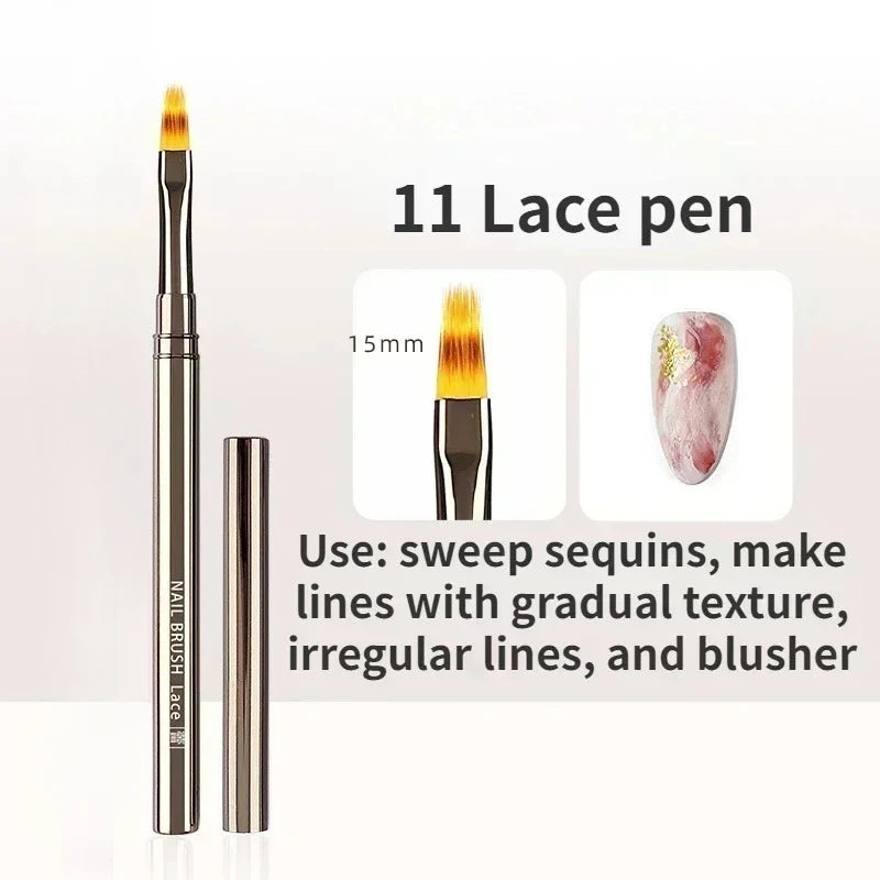 Professional Nail Art Liner Brush Set — Striping & Detailing Pens, 6–25 mm (0.24–0.98 in) Tips