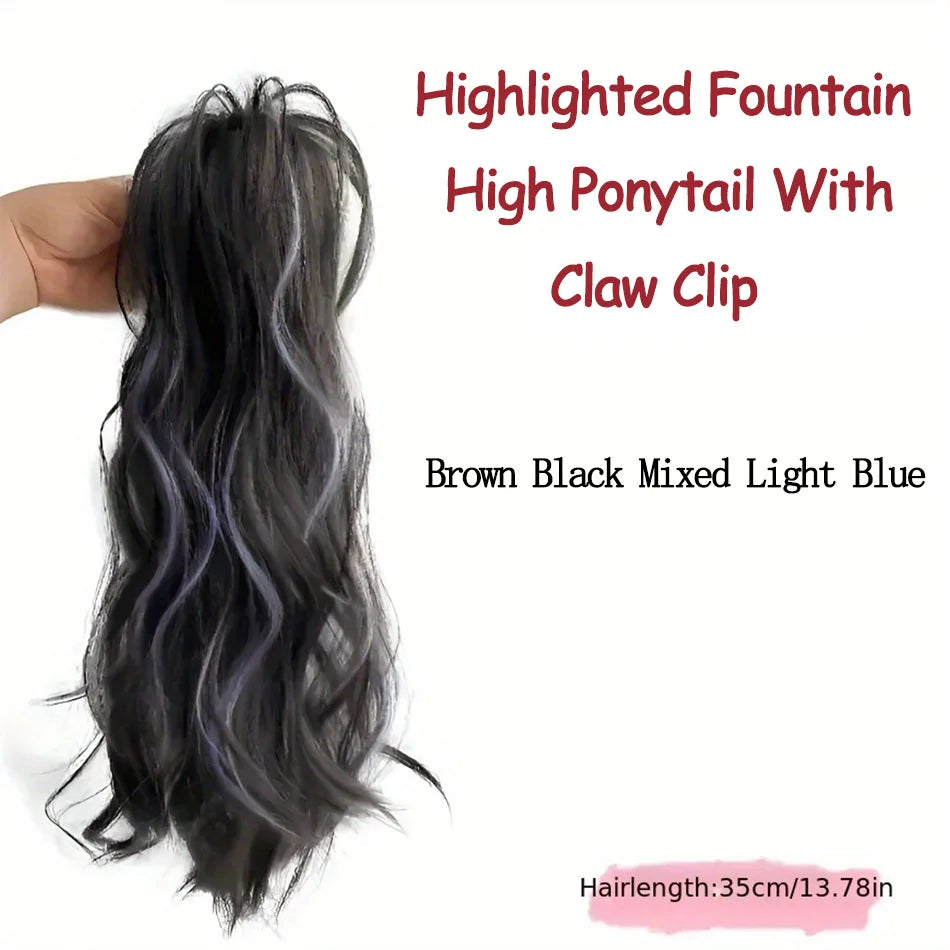 12-Inch Short Wavy Clip-In Ponytail Extension — Heat-Resistant Synthetic Hair with Claw & Grab Clips