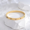 Gold Zircon Cross Nail Bracelet Bangle – Stainless Steel Screw Accent, Unisex Fashion Jewelry