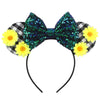 Sequin Snowflake Mouse Ear Headband with 5\" (12.7 cm) Bow – Kids & Adults Festival Party Cosplay Hairband