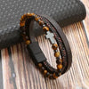 Men's Multi-Layer Woven Leather Bracelet with Alloy Magnetic Buckle - Punk Style, 19/21/23 cm (7.5/8.3/9.1 in)
