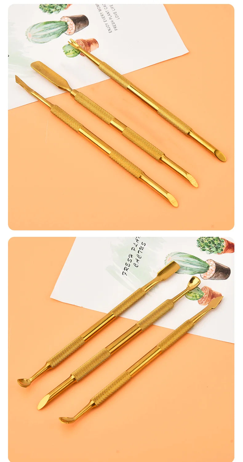 Double-Ended Stainless Steel Cuticle Pusher & Nail Remover – Beveled Circle Head Manicure Tool