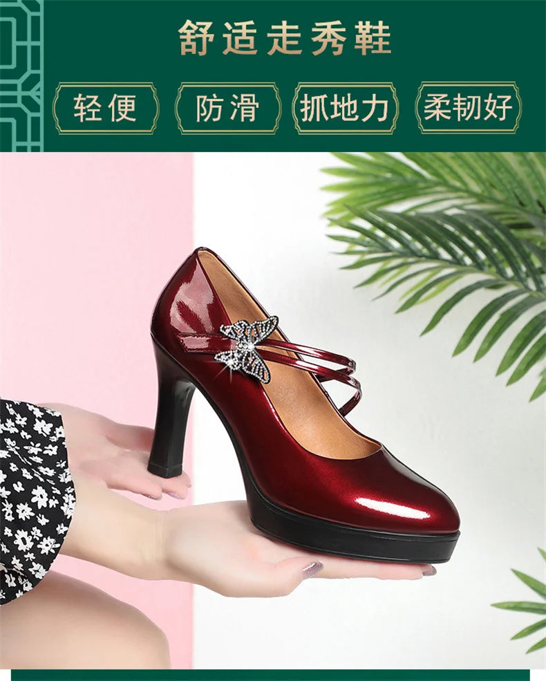 Women's Microfiber Round-Toe Thin Heel Pumps – Bridal Wedding Dance Party Shoes (5–8 cm / 2.0–3.1 in Heel)