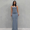 Spaghetti Strap Black Bodycon Trumpet Maxi Dress Y2K Sleeveless Long Evening Dress