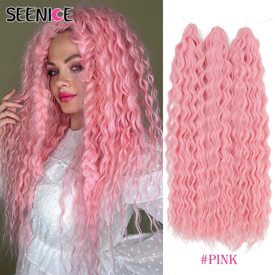 Ariel Water Wave Twist Crochet Braids – Ombre Synthetic Deep Wave Hair Extensions, 22 Inch (55 cm)