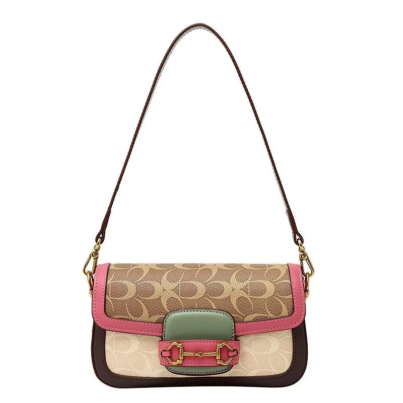 Women's Versatile Shoulder & Crossbody Baguette Bag – Contrast Color Satchel