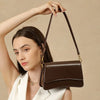Cowhide One-Shoulder Baguette Bag – Genuine Leather Underarm Crossbody for Women