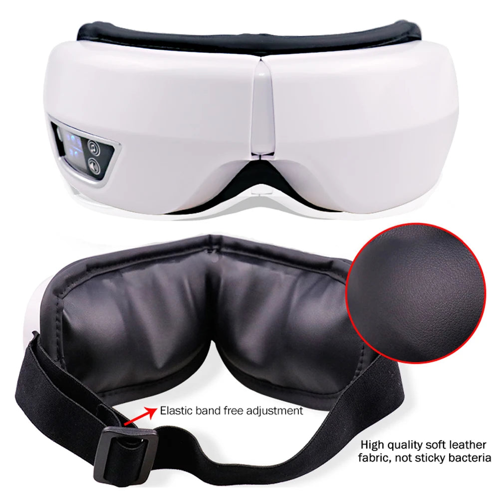 6D Smart Vibration Eye Massager — Airbag Compression Eye Mask with Bluetooth Music for Relaxation, Sleep & Eye Fatigue Relief