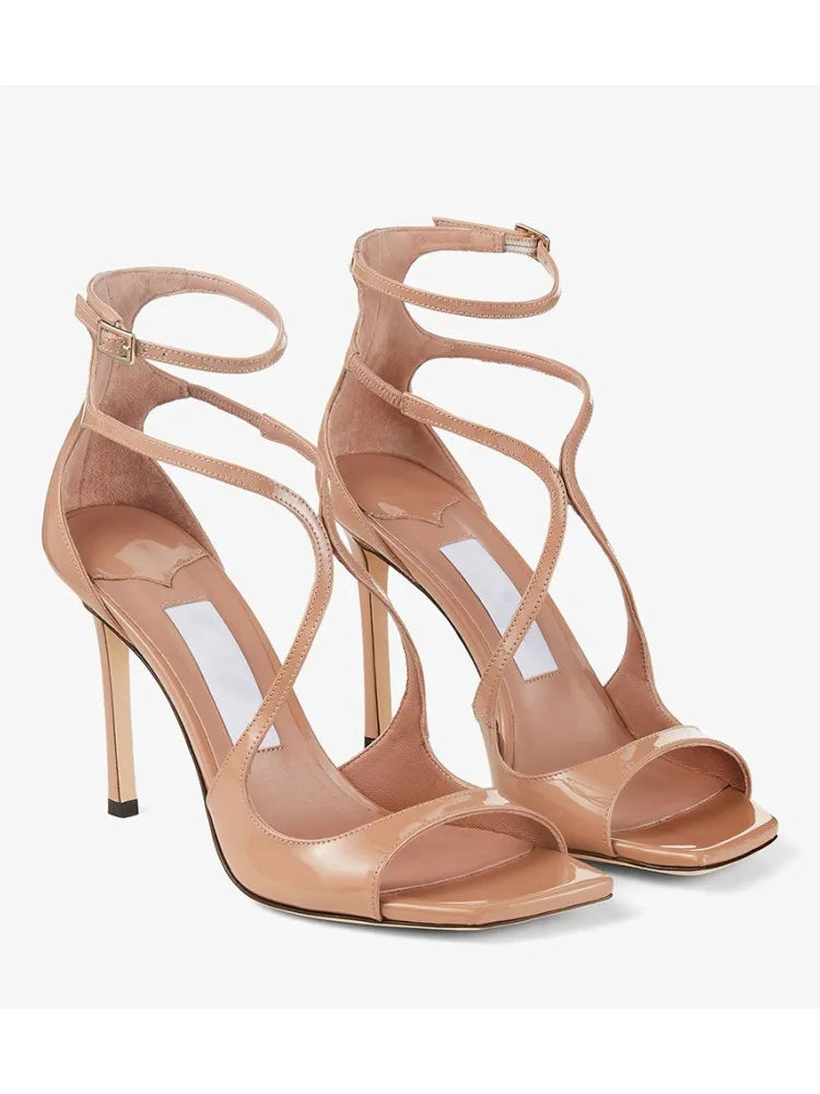 Women's Summer High Heel Open-Toe Sandals – Thin Heels Party Dance Shoes, EU 34–48 (8cm+ Heel)