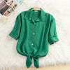 Women's Chiffon Short Sleeve Blouse Lightweight Summer Casual Office Shirt - White