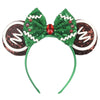 Sequin Snowflake Mouse Ear Headband with 5\" (12.7 cm) Bow – Kids & Adults Festival Party Cosplay Hairband