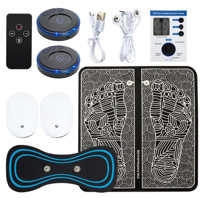 USB Rechargeable EMS Foot Massager Pad — Electric Electro-Stimulation Massage Mat for Muscle Relaxation & Improved Circulation