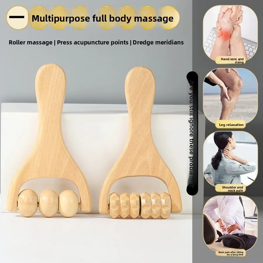 7-Piece Wooden Face & Body Massage Tool Set – Facial Sculpting Roller, Gua Sha & Cupping Lymphatic Drainage Tools