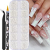 Mini Caviar Beads Nail Art 12-Grid Gold and Silver Micro Ball Charms 0.5–3mm (0.02–0.12in) with Magnetic Picker Pen
