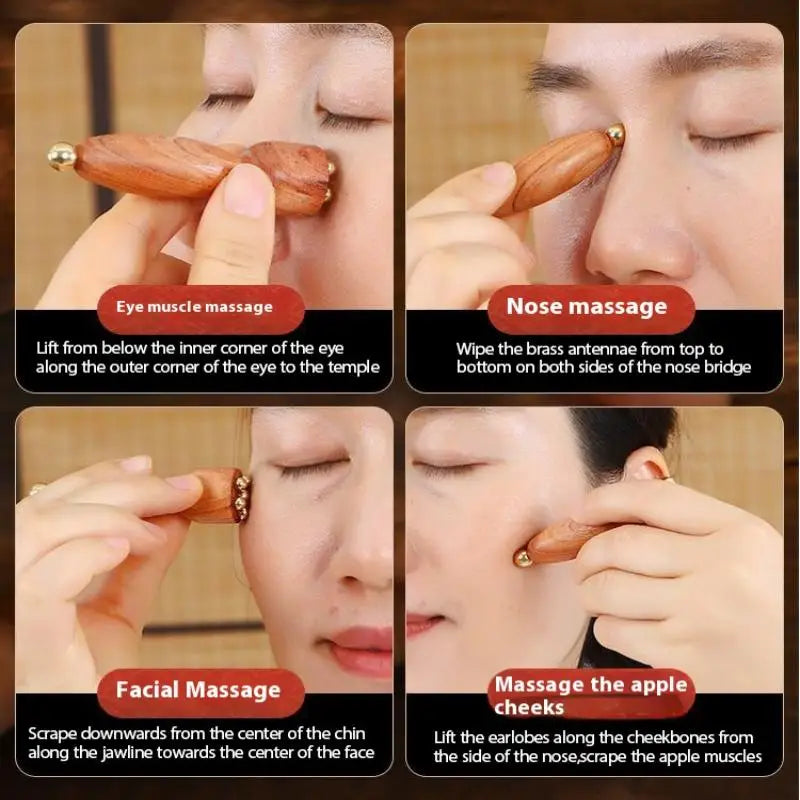 Lotus Seedpod Eye Gua Sha – Brass & Rosewood Facial Massage Tool for Eye Relaxation & Acupoint Meridian Therapy