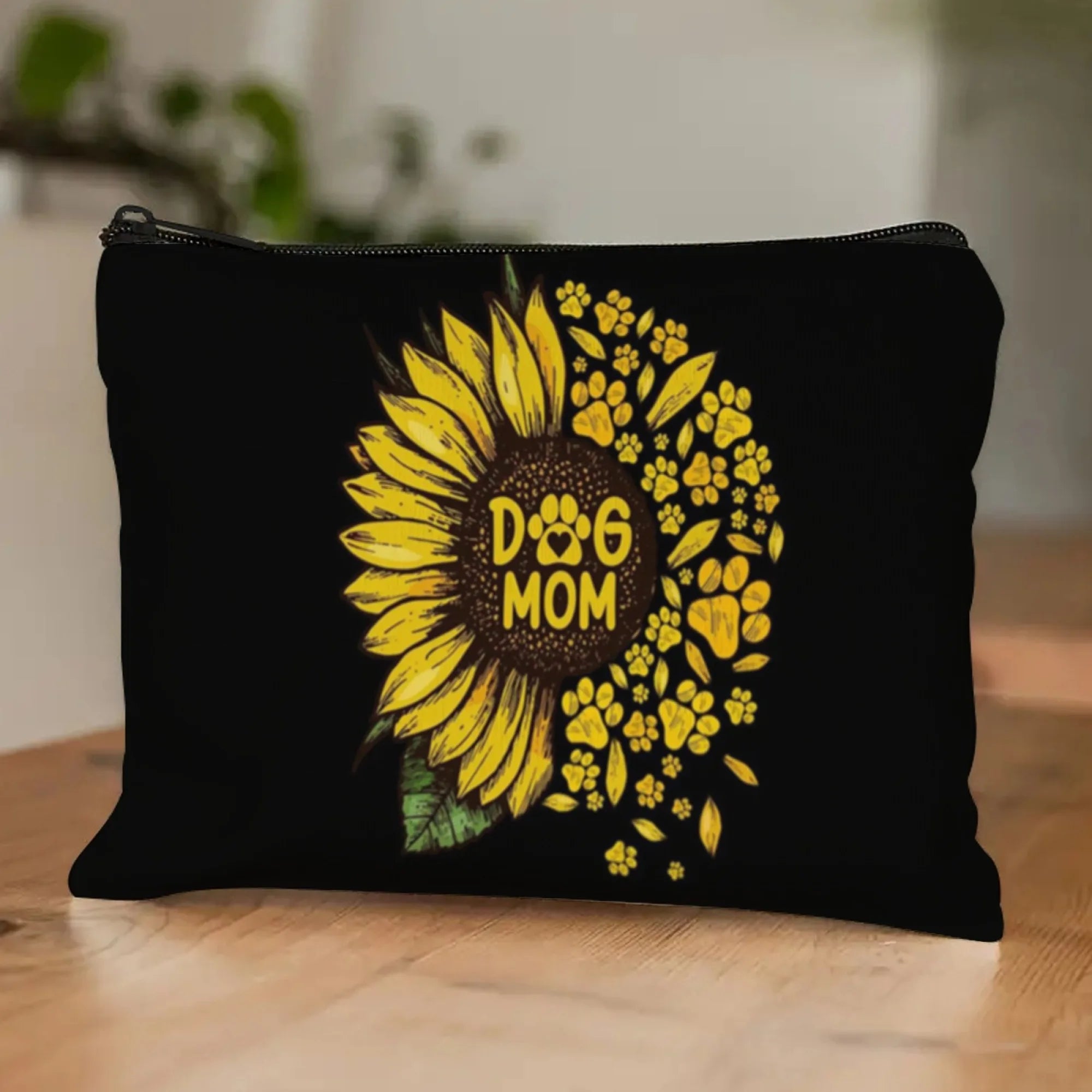 Dog Mom Sunflower Makeup Bag – Large Capacity Portable Toiletry Pouch & Pet Toy Organizer, Polyester Cosmetic Case